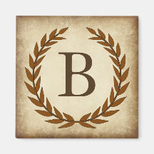 Laurel Wreath Aged Papyrus Monogram Initial B