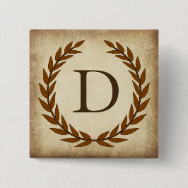 Laurel Wreath Aged Papyrus Monogram Initial D Button