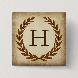 Laurel Wreath Aged Papyrus Monogram Initial H Button