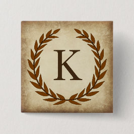 Laurel Wreath Aged Papyrus Monogram Initial K Button