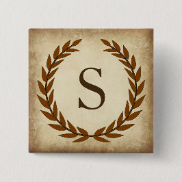 Laurel Wreath Aged Papyrus Monogram Initial S Button