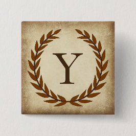 Laurel Wreath Aged Papyrus Monogram Initial Y Button