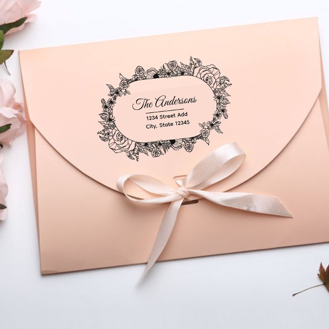 Laurel Wreath Custom Family Name Rücksendeadresse Gummistempel (Von Creator hochgeladen)