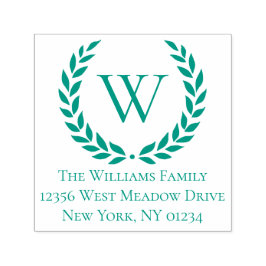 Laurel Wreath Family Name Monogram Rücksendeadress Permastempel