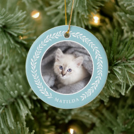 Laurel Wreath Foto Weihnachtsschmuck | Blau