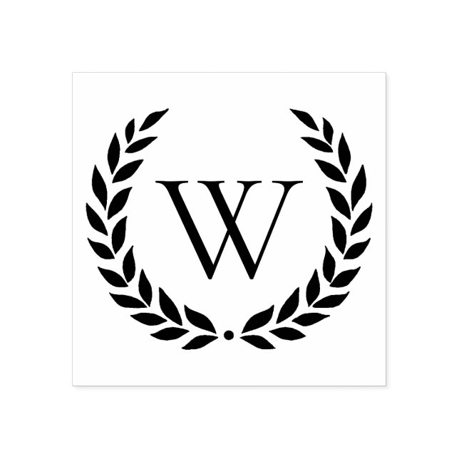 Laurel Wreath Mit Monogramm Initial Gummistempel (Prägung)