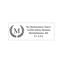 Laurel Wreath Mit Monogramm Initial Rücksendeadres Gummistempel