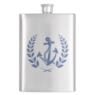 Laurel Wreath mit Nautical Anchor Flachmann