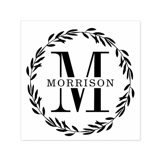 Laurel Wreath Monogram Permastempel (Design)