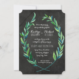 Laurel Wreath Olive Leaf Branch Chalkboard Modern Einladung