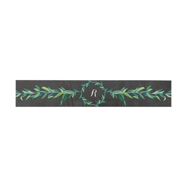 Laurel Wreath Olive Leaf Zweigstelle Modernes Chal Einladungsbanderole (Flach)