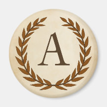 Laurel Wreath on Parchment Monogram Initial A