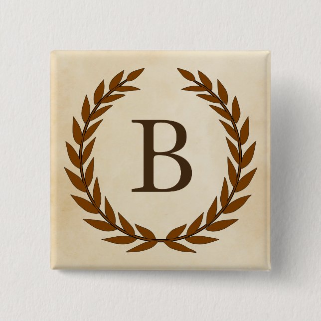 Laurel Wreath on Parchment Monogram Initial B Button (Vorderseite)