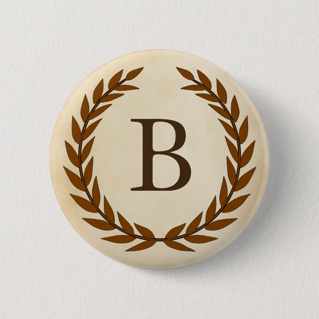 Laurel Wreath on Parchment Monogram Initial B Button (Vorderseite)