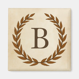 Laurel Wreath on Parchment Monogram Initial B Magnet