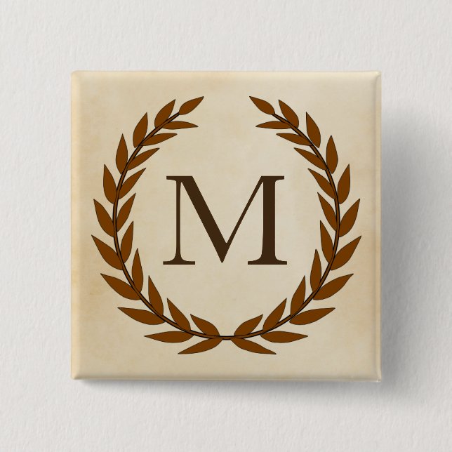 Laurel Wreath on Parchment Monogram Initial Button (Vorderseite)