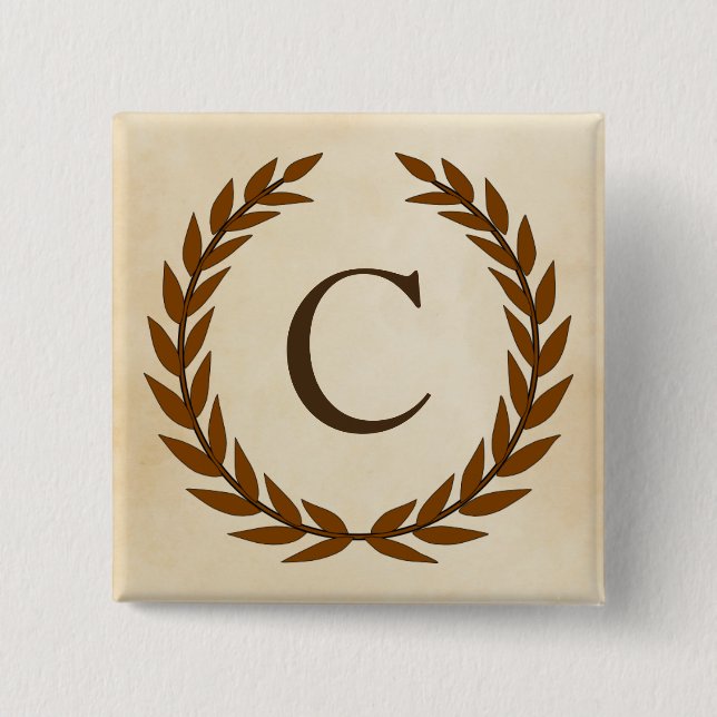 Laurel Wreath on Parchment Monogram Initial C Button (Vorderseite)