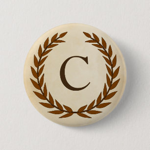 Laurel Wreath on Parchment Monogram Initial C Button