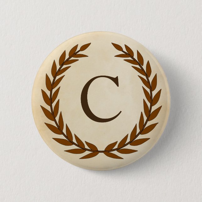 Laurel Wreath on Parchment Monogram Initial C Button (Vorderseite)
