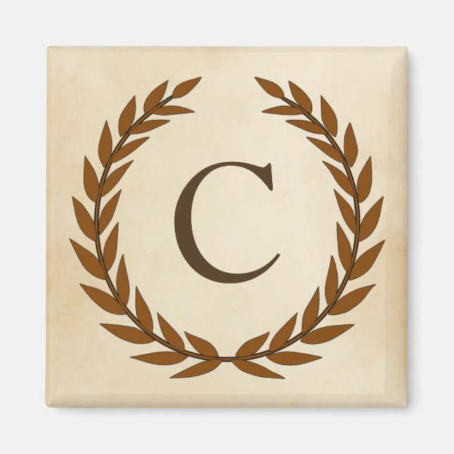Laurel Wreath on Parchment Monogram Initial C Magnet (Vorne)