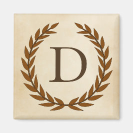 Laurel Wreath on Parchment Monogram Initial D Magnet