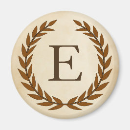 Laurel Wreath on Parchment Monogram Initial E Magnet