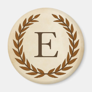 Laurel Wreath on Parchment Monogram Initial E Magnet