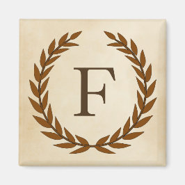Laurel Wreath on Parchment Monogram Initial F Magnet