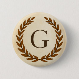 Laurel Wreath on Parchment Monogram Initial G Button