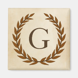Laurel Wreath on Parchment Monogram Initial G Magnet