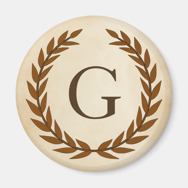 Laurel Wreath on Parchment Monogram Initial G Magnet (Vorne)