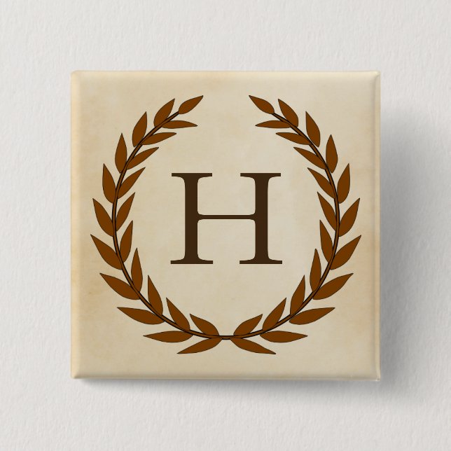 Laurel Wreath on Parchment Monogram Initial H Button (Vorderseite)