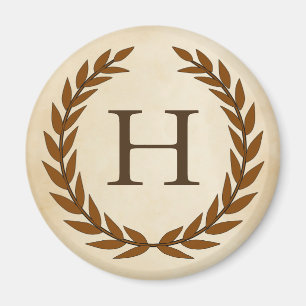 Laurel Wreath on Parchment Monogram Initial H Magnet
