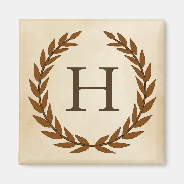 Laurel Wreath on Parchment Monogram Initial H Magnet (Vorne)