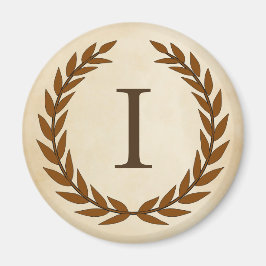Laurel Wreath on Parchment Monogram Initial I Magnet