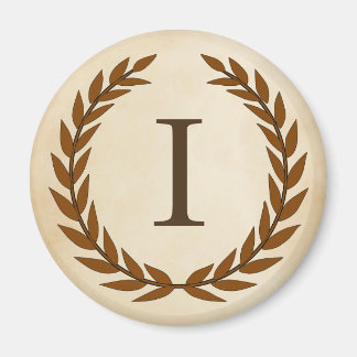 Laurel Wreath on Parchment Monogram Initial I Magnet