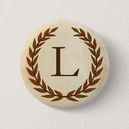 Laurel Wreath on Parchment Monogram Initial L Button