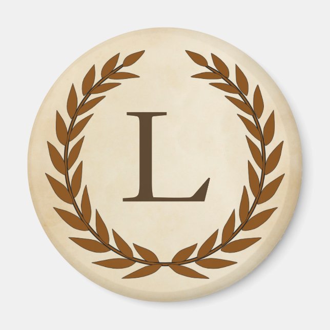 Laurel Wreath on Parchment Monogram Initial L Magnet (Vorne)