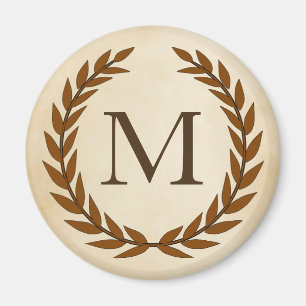 Laurel Wreath on Parchment Monogram Initial Magnet