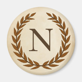 Laurel Wreath on Parchment Monogram Initial N Magnet