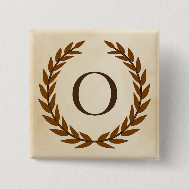 Laurel Wreath on Parchment Monogram Initial O Button (Vorderseite)