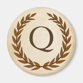 Laurel Wreath on Parchment Monogram Initial Q Magnet