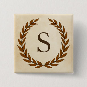 Laurel Wreath on Parchment Monogram Initial S Button