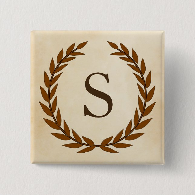 Laurel Wreath on Parchment Monogram Initial S Button (Vorderseite)