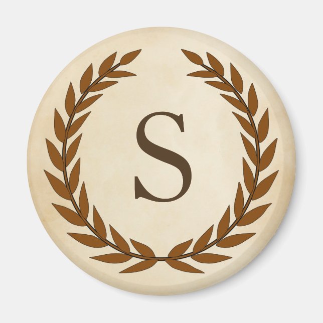 Laurel Wreath on Parchment Monogram Initial S Magnet (Vorne)