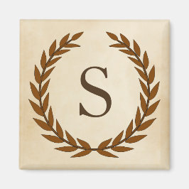 Laurel Wreath on Parchment Monogram Initial S Magnet
