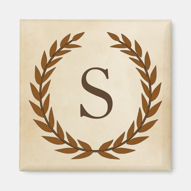 Laurel Wreath on Parchment Monogram Initial S Magnet (Vorne)