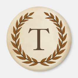 Laurel Wreath on Parchment Monogram Initial T Magnet