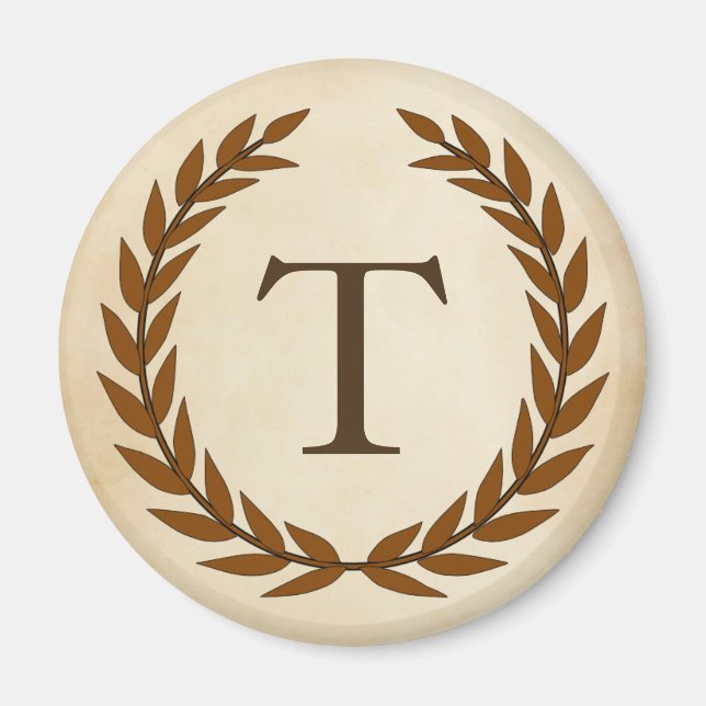 Laurel Wreath on Parchment Monogram Initial T Magnet (Vorne)