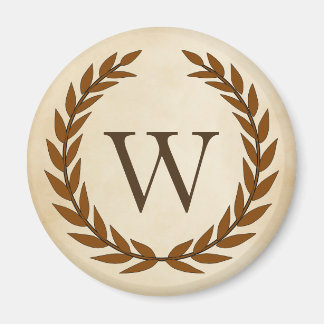 Laurel Wreath on Parchment Monogram Initial W Magnet